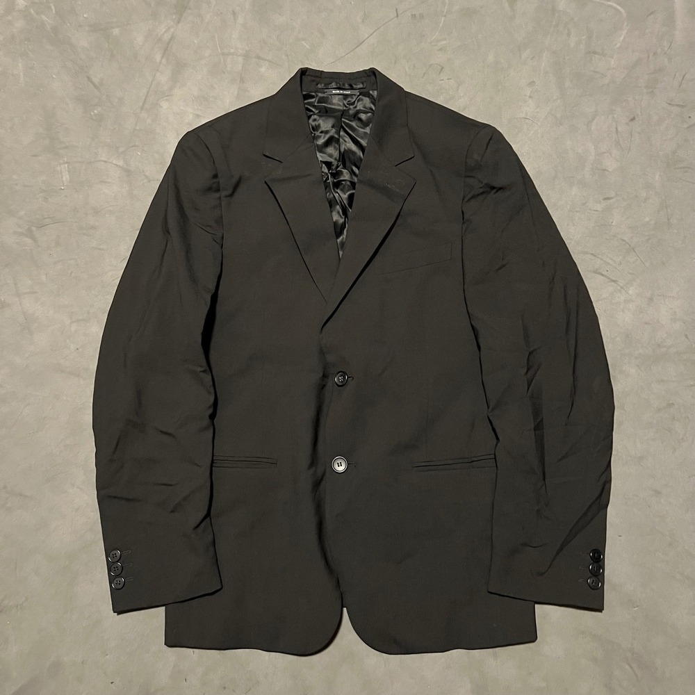 Prada Milano Blazer Mens EU 46R US 36R Black Virgin Wool Two Button Sport Coat
